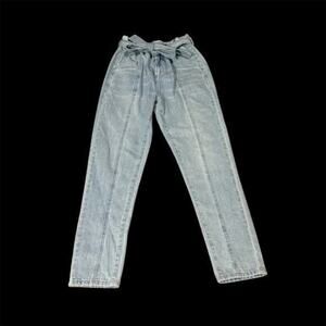 Blank NYC high rise pleated jeans with tie belt